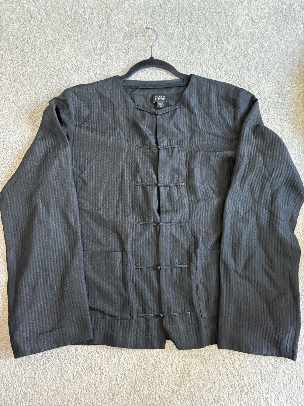 Eileen Fisher Silk Blend Frog Knot Jacket ✨